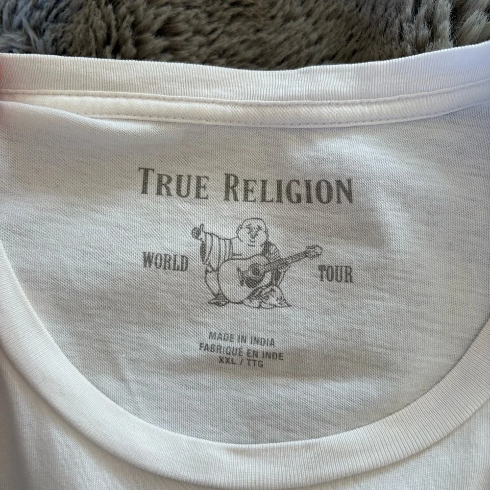 True Religion Men's‎ Snake Print Graphic Logo Tee T-Shirt White XXL Streetwear